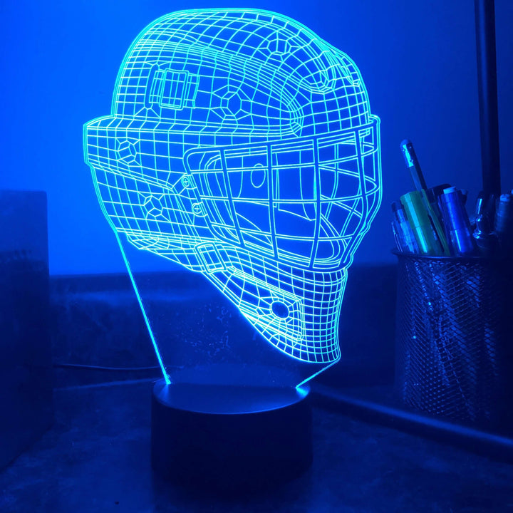 Hockey Goalie Mask - 3D Optical Lamp Night Light - carve-craftworks-llc