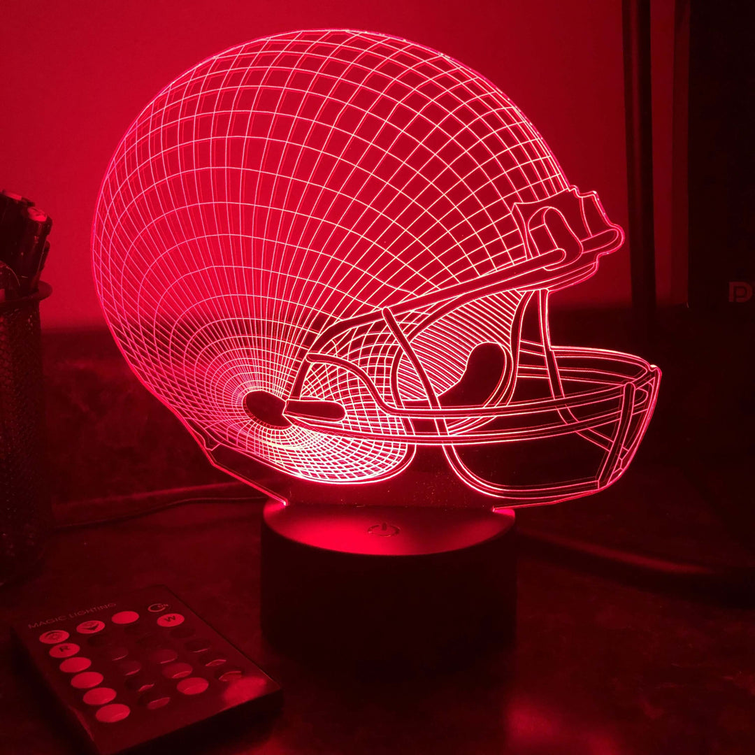 Football Sports Helmet - 3D Optical Lamp Night Light - carve-craftworks-llc