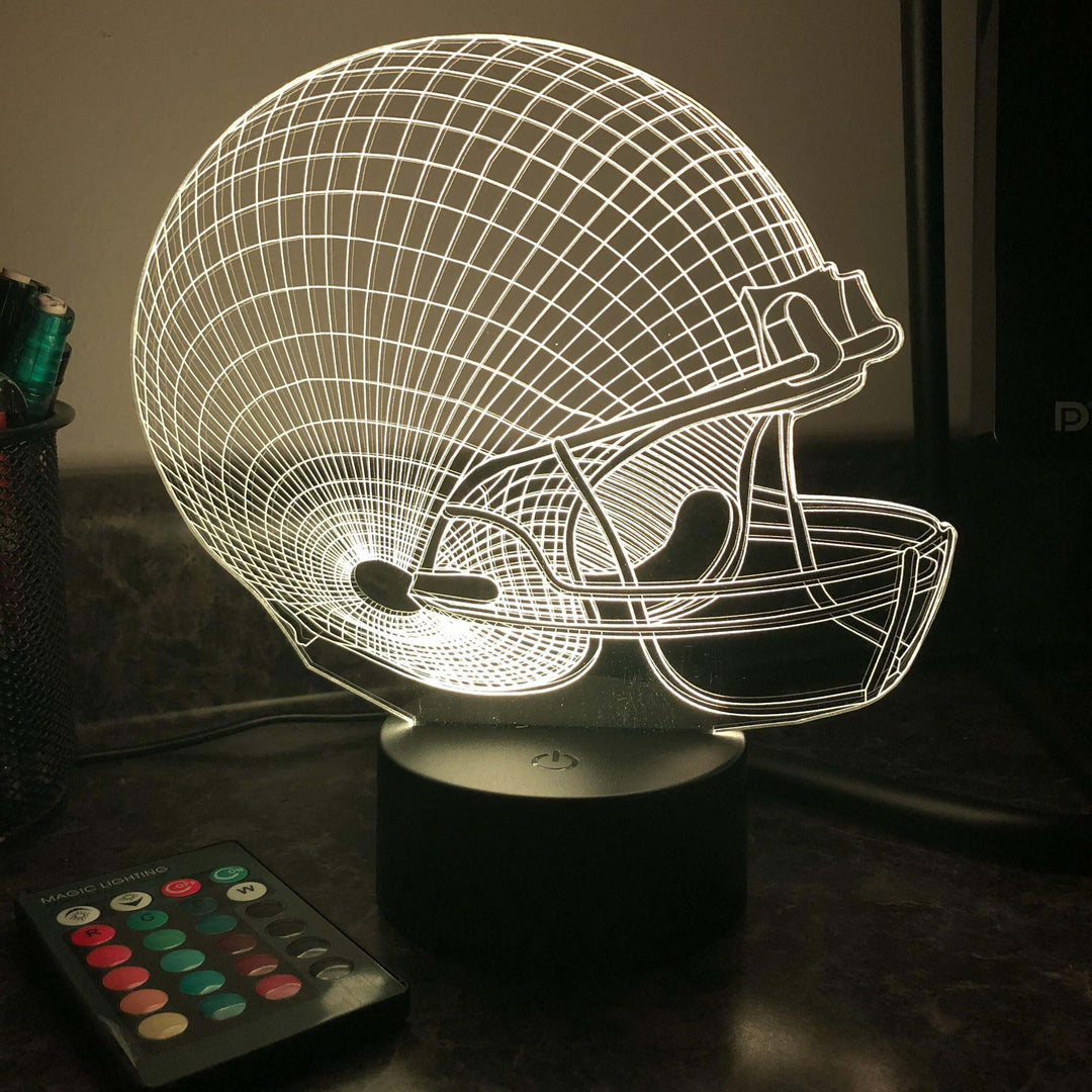 Football Sports Helmet - 3D Optical Lamp Night Light With Remote Football Sports Helmet - 3D Optical Lamp Night Light With Remote