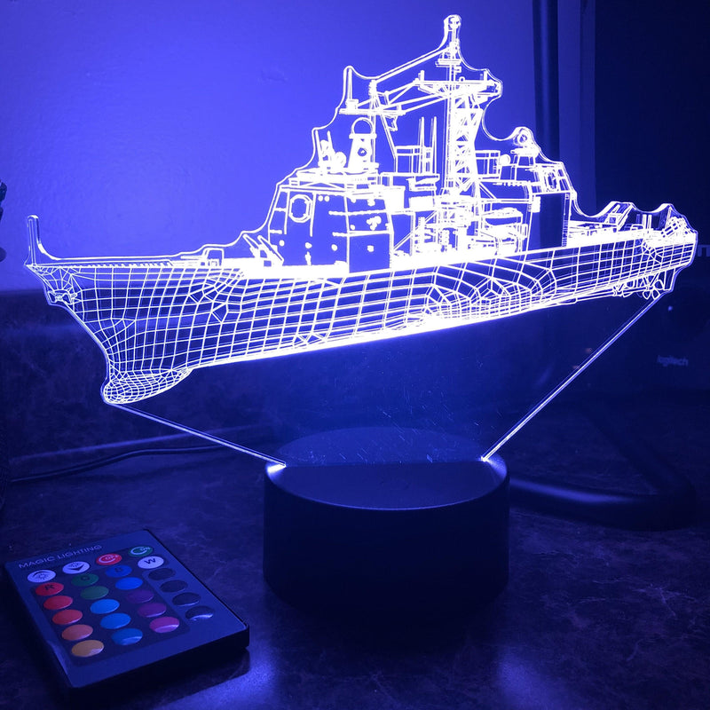 USN Ticonderoga Class Cruiser  (CG) - 3D Optical Illusion Lamp - carve-craftworks-llc