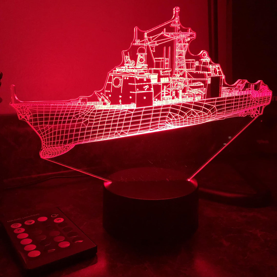 USN Ticonderoga Class Cruiser  (CG) - 3D Optical Illusion Lamp - carve-craftworks-llc