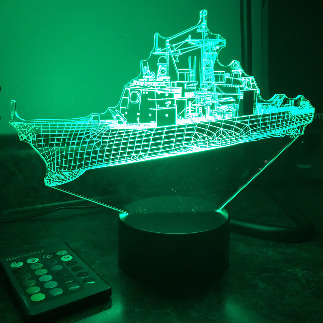 USN Ticonderoga Class Cruiser  (CG) - 3D Optical Illusion Lamp - carve-craftworks-llc