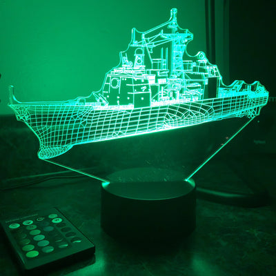 USN Ticonderoga Class Cruiser  (CG) - 3D Optical Illusion Lamp - carve-craftworks-llc