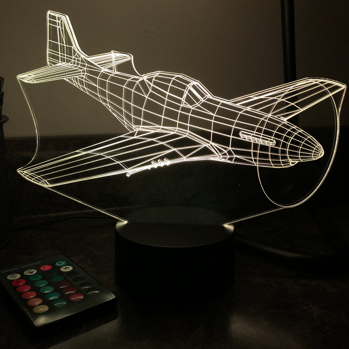 P-51 Mustang Fighter Plane - 3D Optical Illusion Lamp - carve-craftworks-llc