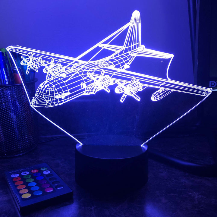 Military KC-130(J) - 3D Optical Illusion Lamp - carve-craftworks-llc