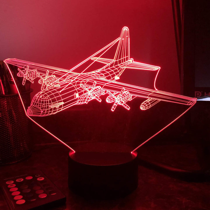 Military KC-130(J) - 3D Optical Illusion Lamp - carve-craftworks-llc