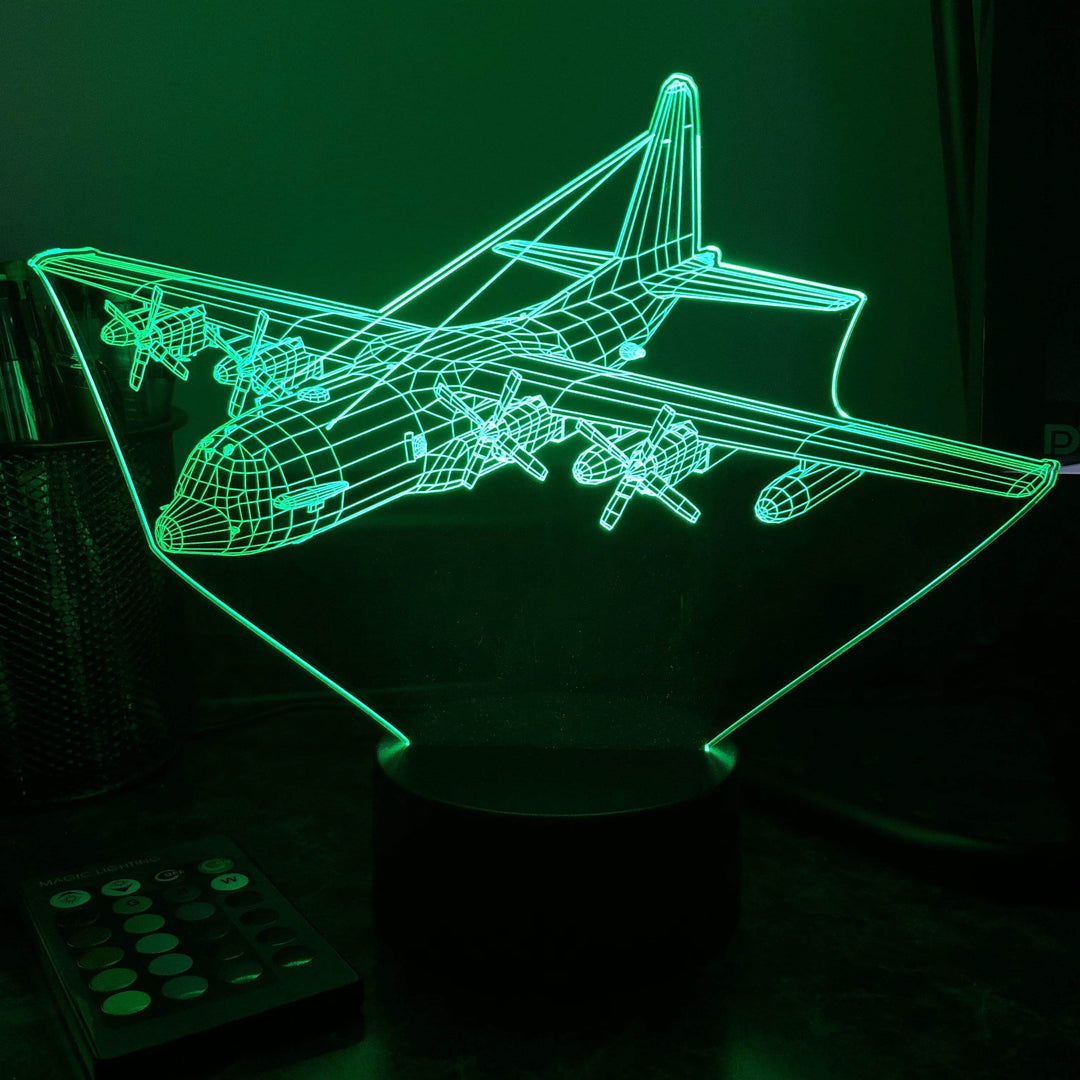 Military KC-130(J) - 3D Optical Illusion Lamp - carve-craftworks-llc