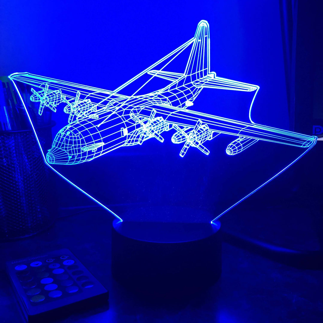 Military KC-130(J) - 3D Optical Illusion Lamp - carve-craftworks-llc