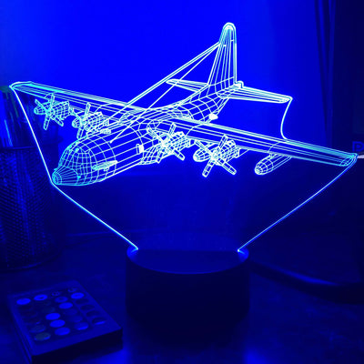 Military KC-130(J) - 3D Optical Illusion Lamp - carve-craftworks-llc