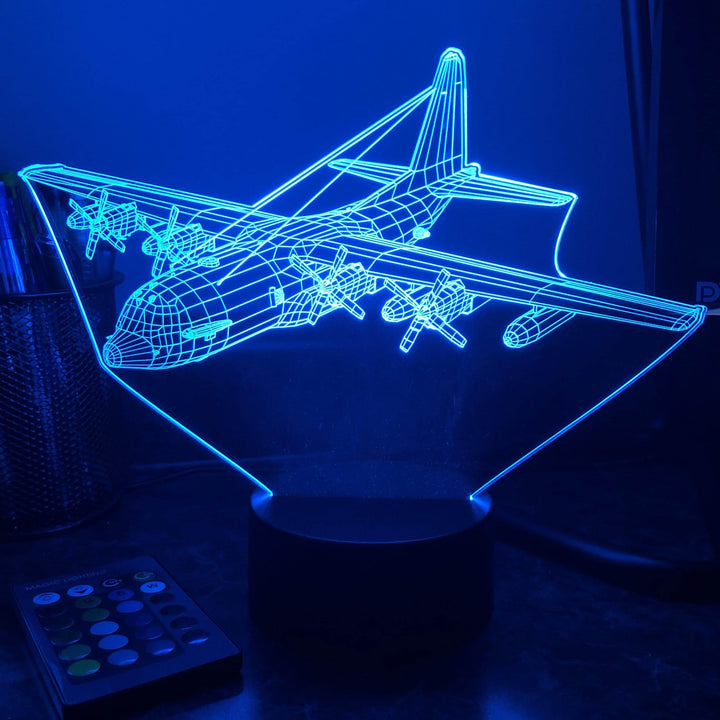 Military KC-130(J) - 3D Optical Illusion Lamp - carve-craftworks-llc