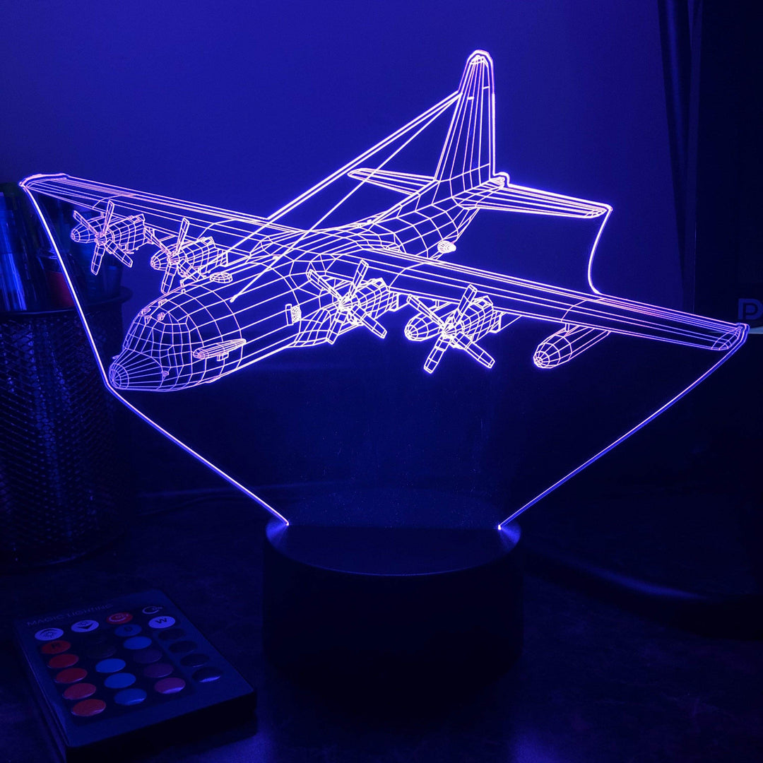 Military KC-130(J) - 3D Optical Illusion Lamp - carve-craftworks-llc