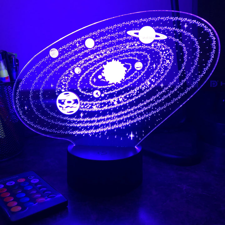 Outer Space Solar System - 3D Optical Illusion Lamp - carve-craftworks-llc