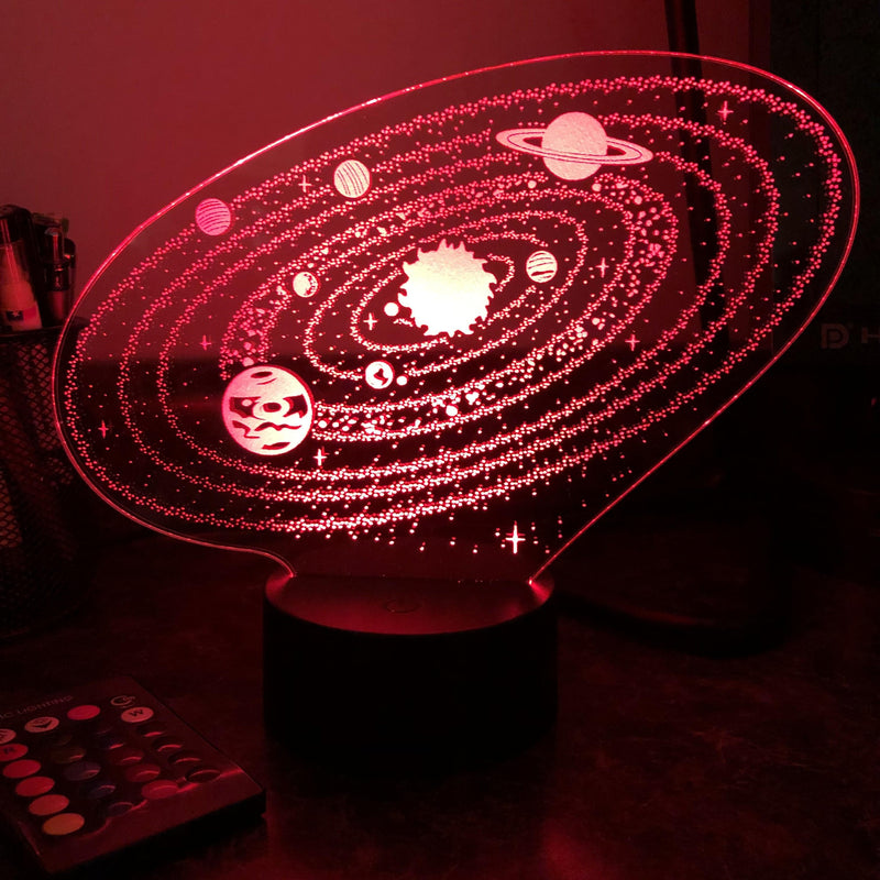 Outer Space Solar System - 3D Optical Illusion Lamp - carve-craftworks-llc