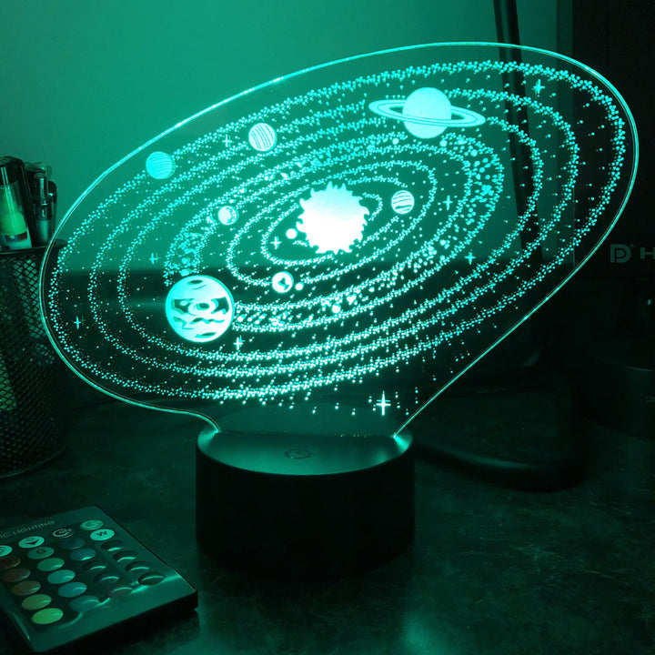 Outer Space Solar System - 3D Optical Illusion Lamp - carve-craftworks-llc