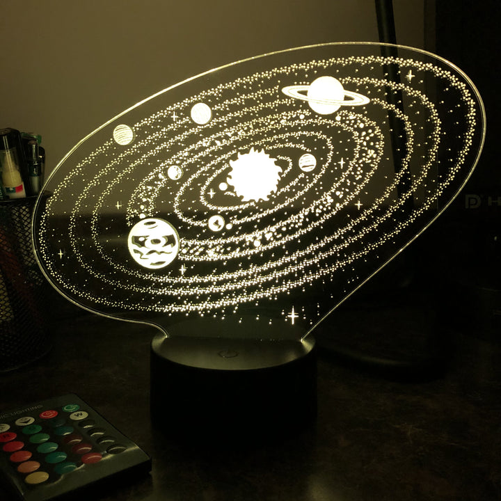 Outer Space Solar System - 3D Optical Illusion Lamp - carve-craftworks-llc