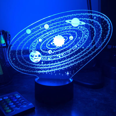 Outer Space Solar System - 3D Optical Illusion Lamp - carve-craftworks-llc