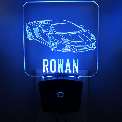 Sports Car 1 Personalized Night Light w/ License Plate Font - carve-craftworks-llc