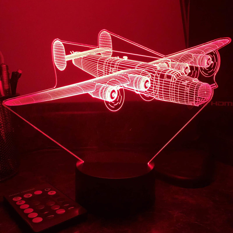 B-24 "Liberator" Bomber - 3D Optical Illusion Lamp - carve-craftworks-llc
