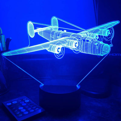 B-24 "Liberator" Bomber - 3D Optical Illusion Lamp - carve-craftworks-llc