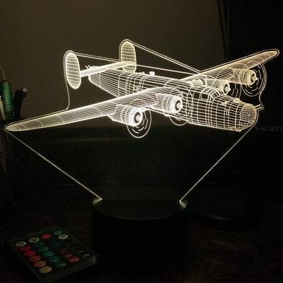 B-24 "Liberator" Bomber - 3D Optical Illusion Lamp - carve-craftworks-llc