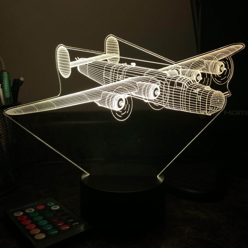 B-24 "Liberator" Bomber - 3D Optical Illusion Lamp - carve-craftworks-llc