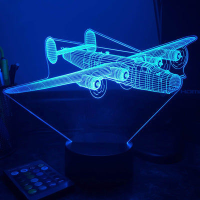 B-24 "Liberator" Bomber - 3D Optical Illusion Lamp - carve-craftworks-llc