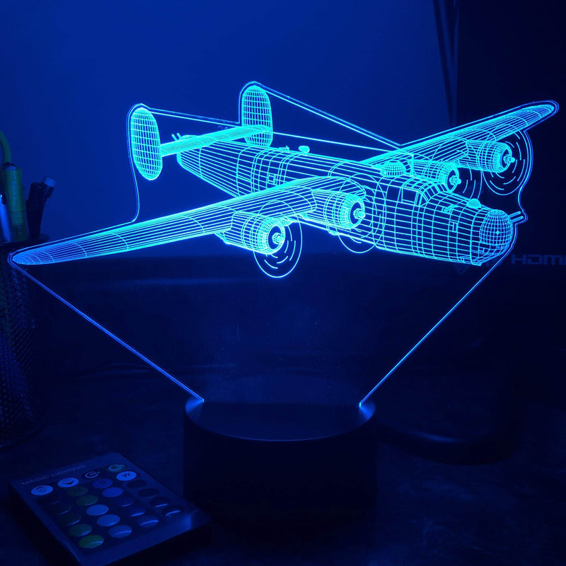B-24 "Liberator" Bomber - 3D Optical Illusion Lamp - carve-craftworks-llc