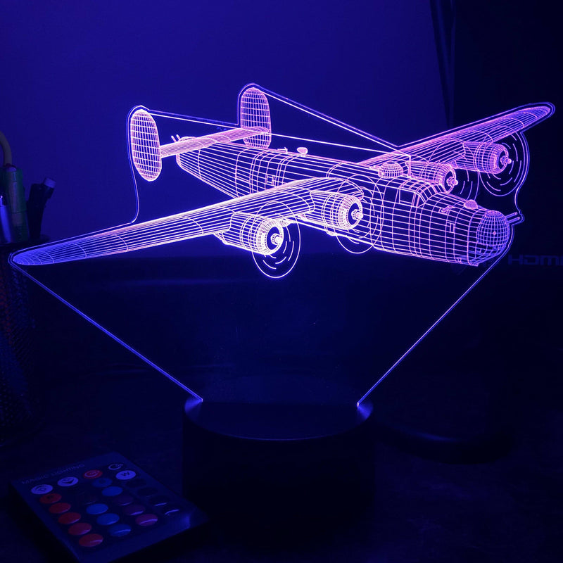 B-24 "Liberator" Bomber - 3D Optical Illusion Lamp - carve-craftworks-llc