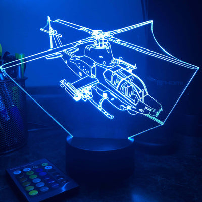 AH-1Z "Viper" Helicopter - 3D Optical Illusion Lamp - carve-craftworks-llc
