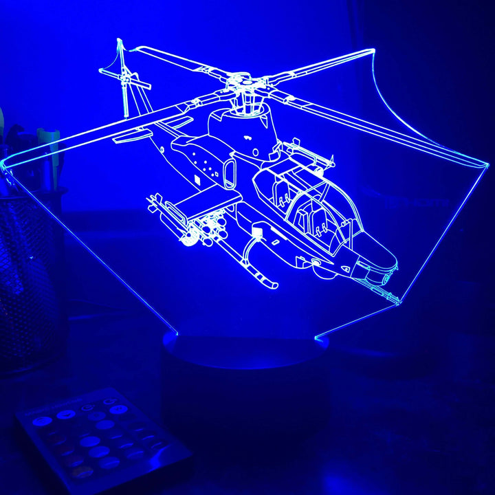 AH-1Z "Viper" Helicopter - 3D Optical Illusion Lamp - carve-craftworks-llc
