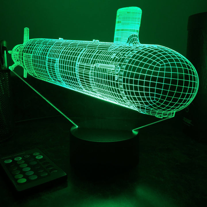 US Navy Virginia Class Submarine - 3D Optical Illusion Lamp - carve-craftworks-llc