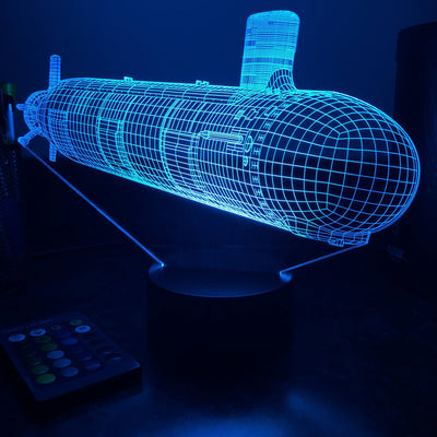 US Navy Virginia Class Submarine - 3D Optical Illusion Lamp - carve-craftworks-llc