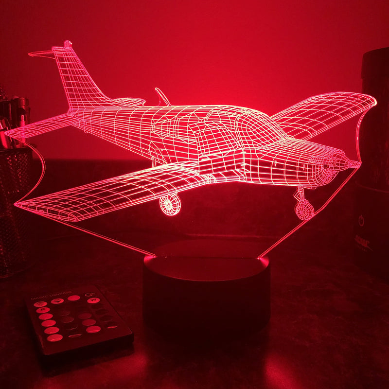 Prop Civilian Airplane - 3D Optical Illusion Lamp - carve-craftworks-llc