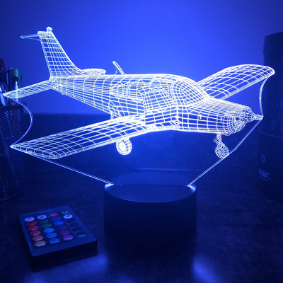 Prop Civilian Airplane - 3D Optical Illusion Lamp - carve-craftworks-llc