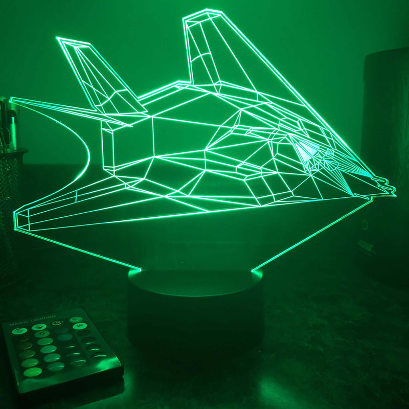 F-117 Nighthawk Stealth Bomber - 3D Optical Illusion Lamp - carve-craftworks-llc