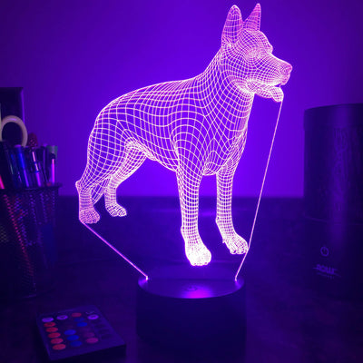 German Shepherd Dog  - Animal - 3D Optical Illusion Lamp - carve-craftworks-llc