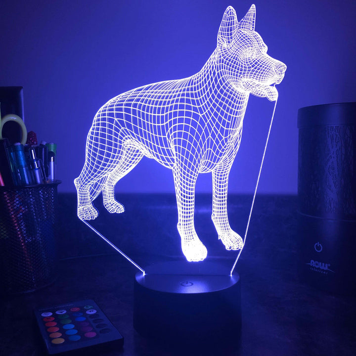 German Shepherd Dog  - Animal - 3D Optical Illusion Lamp - carve-craftworks-llc