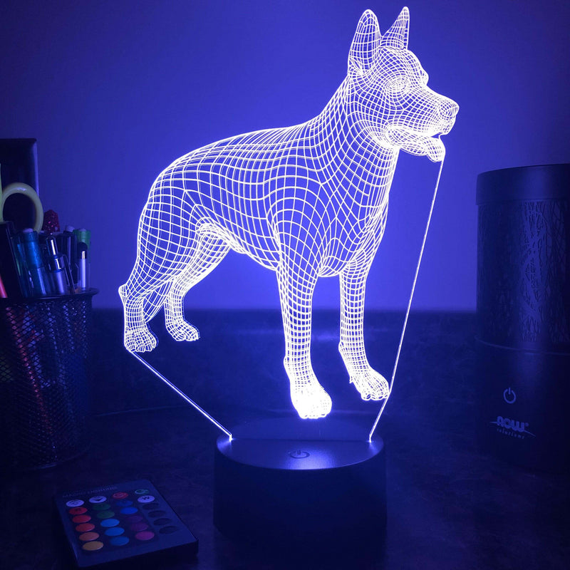 German Shepherd Dog  - Animal - 3D Optical Illusion Lamp - carve-craftworks-llc