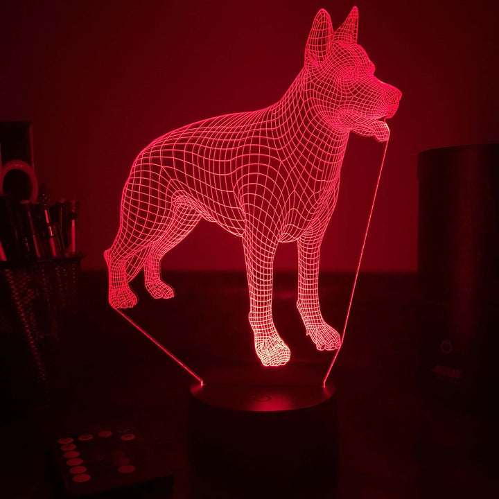 German Shepherd Dog  - Animal - 3D Optical Illusion Lamp - carve-craftworks-llc