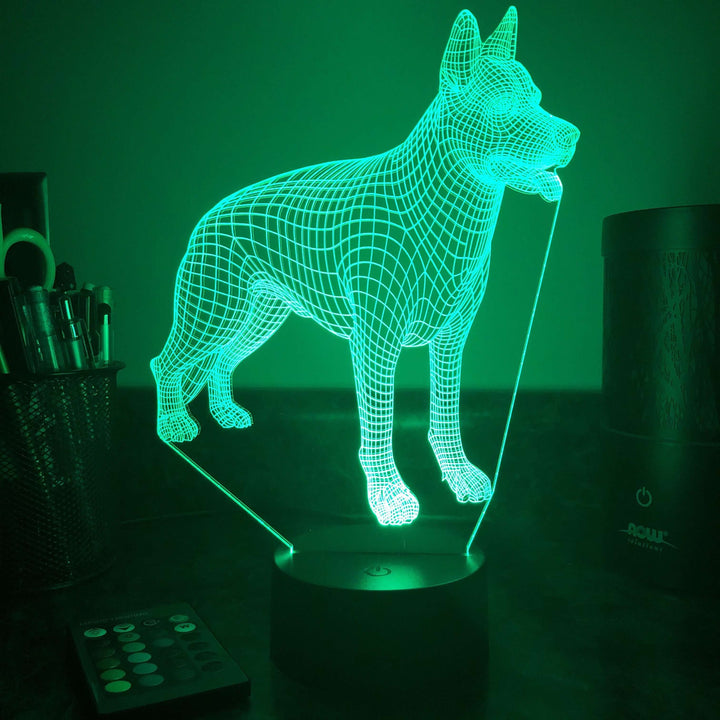 German Shepherd Dog  - Animal - 3D Optical Illusion Lamp - carve-craftworks-llc