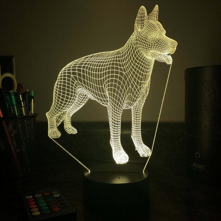 German Shepherd Dog  - Animal - 3D Optical Illusion Lamp - carve-craftworks-llc