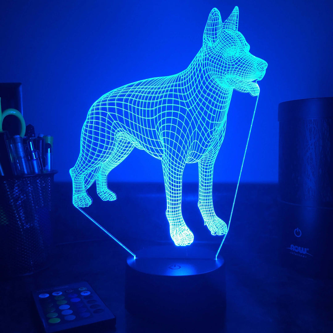 German Shepherd Dog  - Animal - 3D Optical Illusion Lamp - carve-craftworks-llc