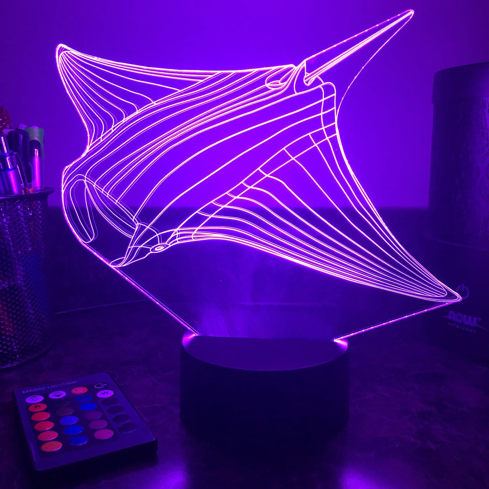 Stingray (Manta Ray) - Animal - 3D Optical Illusion Lamp - carve-craftworks-llc