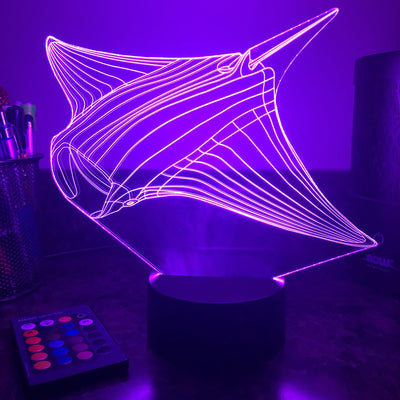 Stingray (Manta Ray) - Animal - 3D Optical Illusion Lamp - carve-craftworks-llc