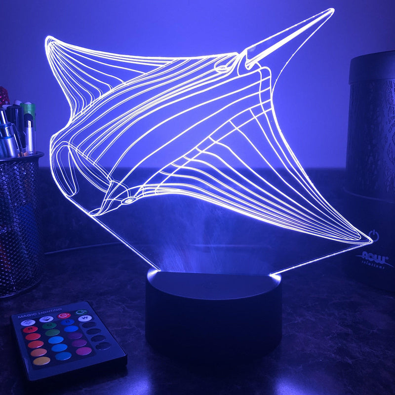 Stingray (Manta Ray) - Animal - 3D Optical Illusion Lamp - carve-craftworks-llc