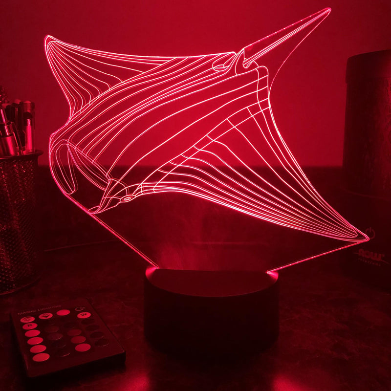 Stingray (Manta Ray) - Animal - 3D Optical Illusion Lamp - carve-craftworks-llc