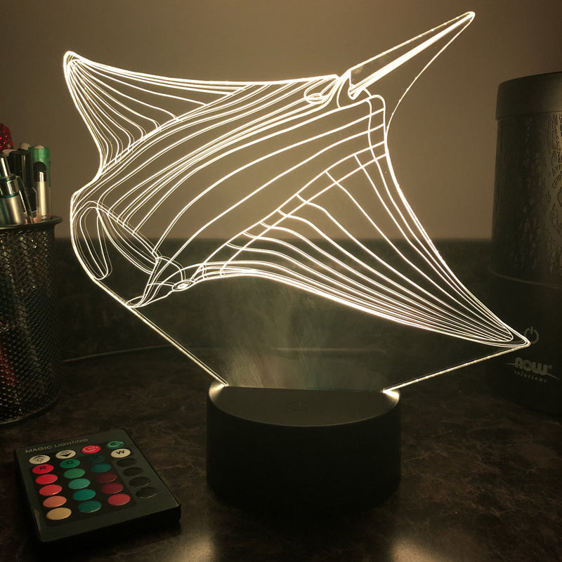 Stingray (Manta Ray) - Animal - 3D Optical Illusion Lamp - carve-craftworks-llc