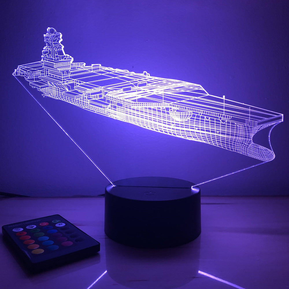 USN Aircraft Carrier Carl Vinson - 3D Optical Illusion Lamp - carve-craftworks-llc