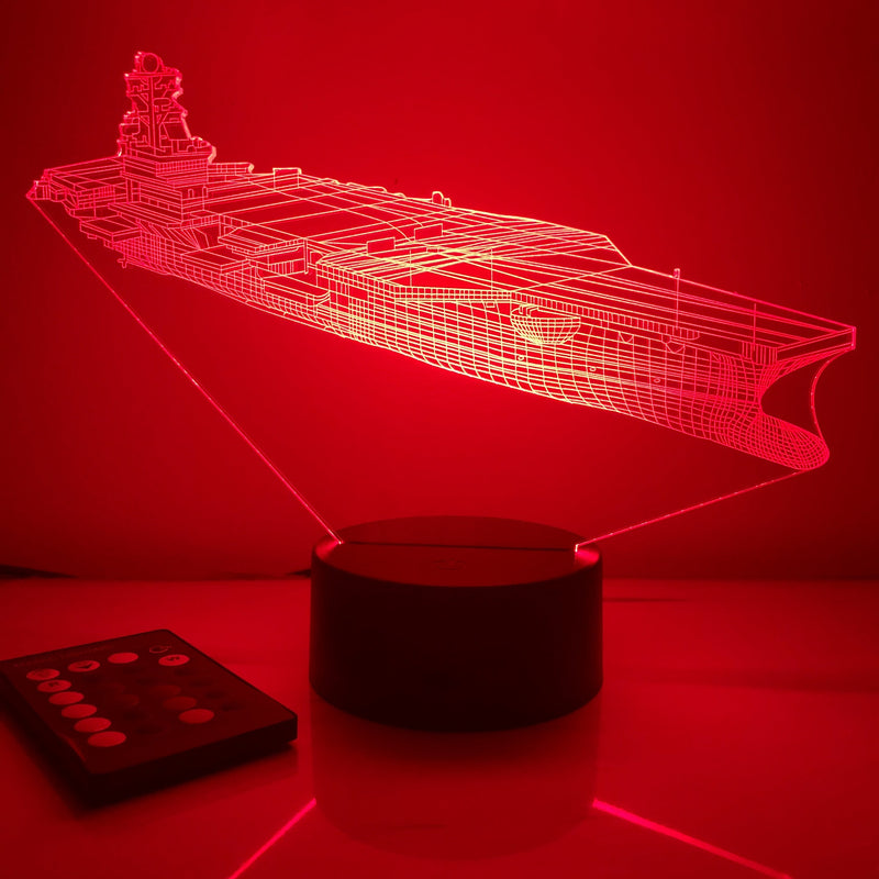 USN Aircraft Carrier Carl Vinson - 3D Optical Illusion Lamp - carve-craftworks-llc