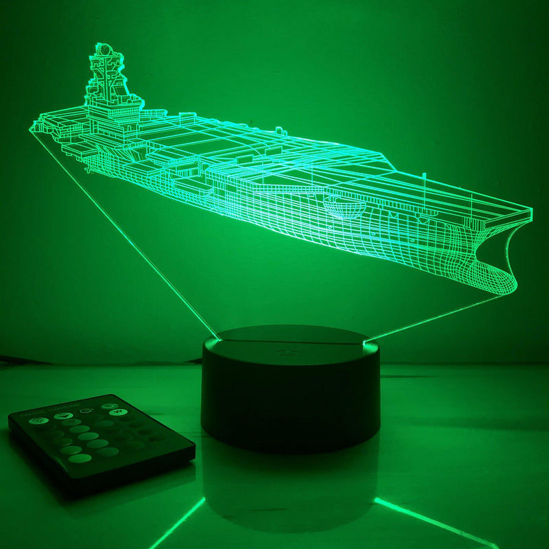 USN Aircraft Carrier Carl Vinson - 3D Optical Illusion Lamp - carve-craftworks-llc